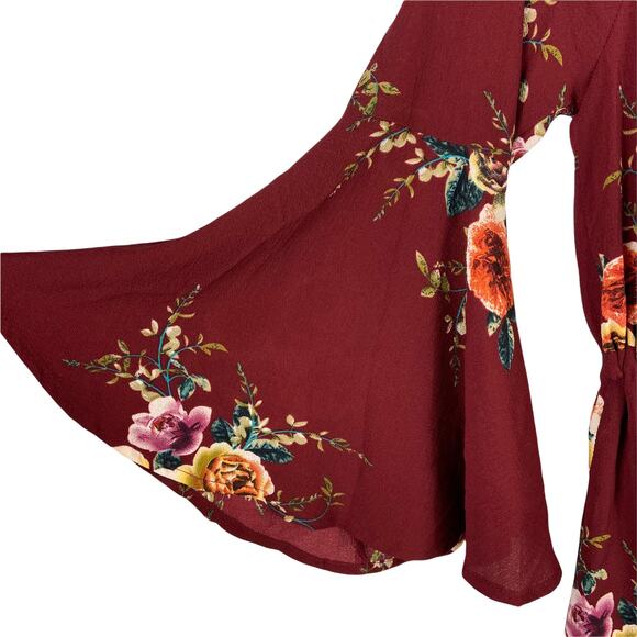 Haute Rogue Red Floral Romper Size Large - Picture 3 of 8